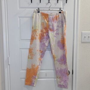 Wildfox Tie Dye Sweatpants Joggers Multicolor Pastel Size Medium Lounge Casual